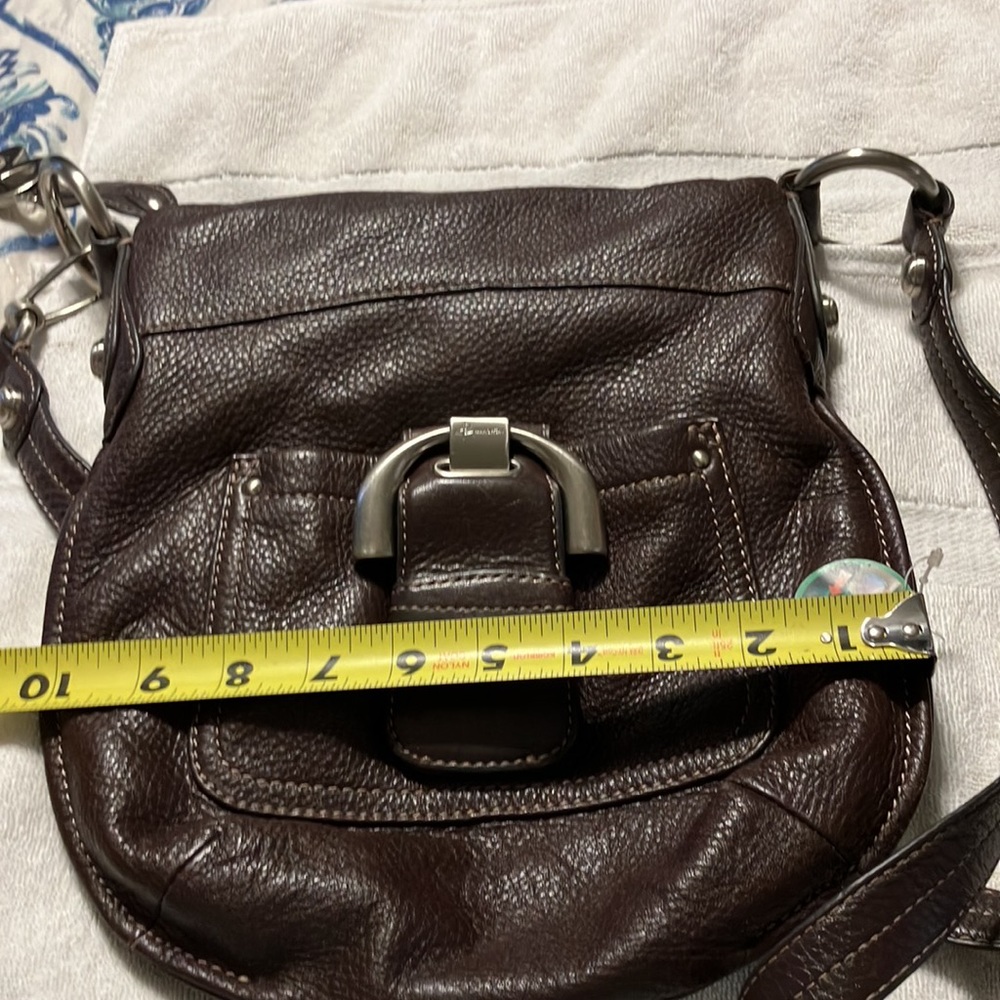 Dark Brown Leather Crossbody Bag with Front Buckle - Picture 7 of 8